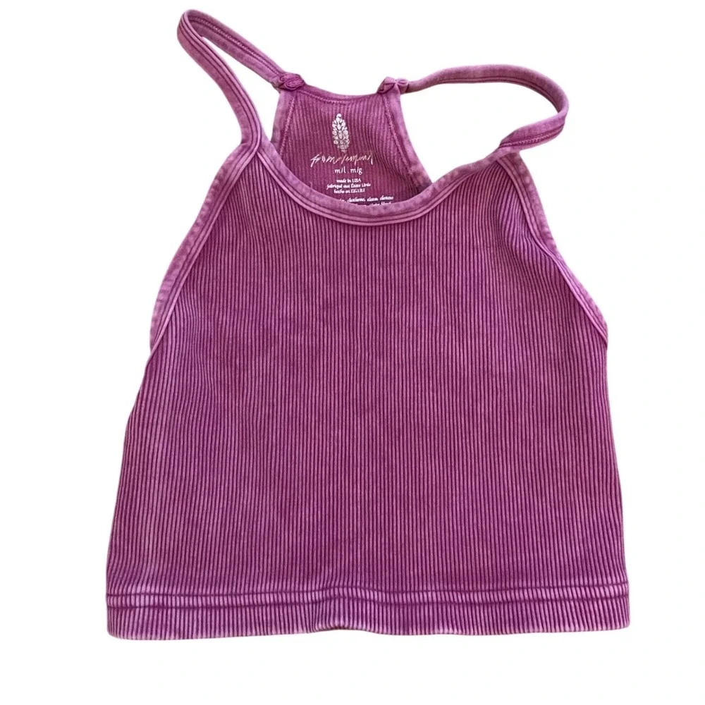 Free People Movement Happiness Runs Crop Tank Magenta Pink Ribbed Top M/L - Picture 1 of 4